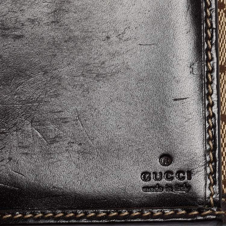 Pre Owned Gucci Beige/Brown GG Canvas and Leather Horsebit Tassel Continental Wallet