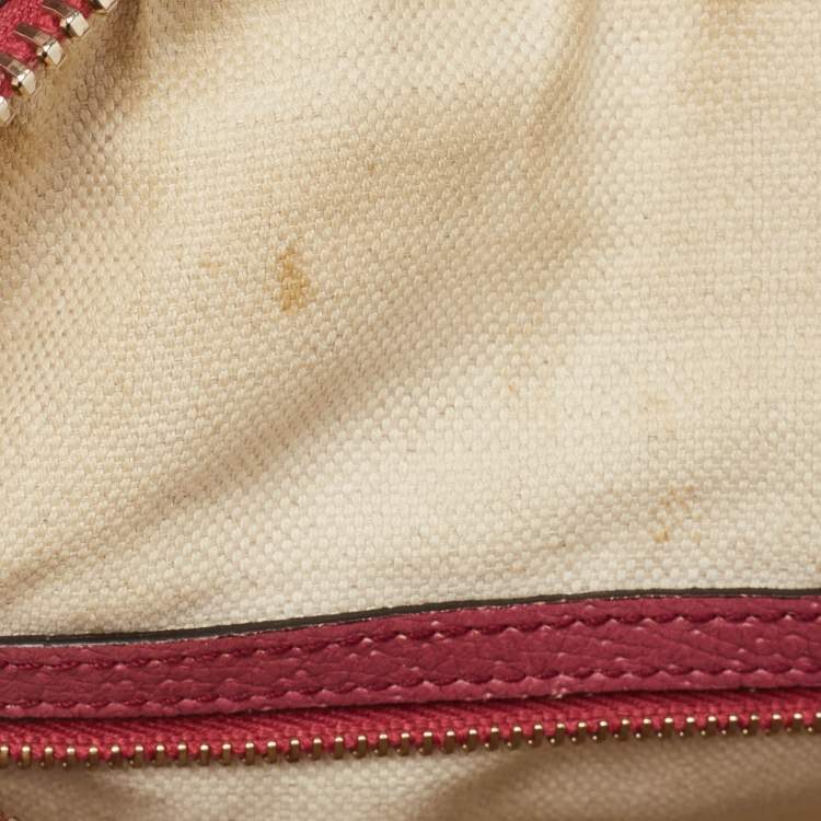 Pre Owned Gucci Fuchsia/Beige GG Canvas and Leather Bree Bag