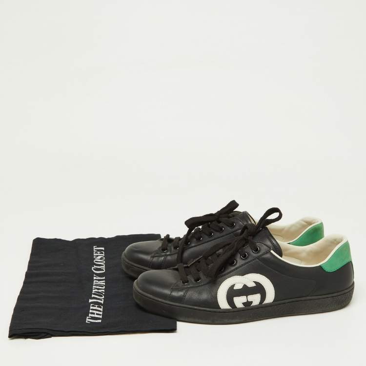 Pre Owned Gucci Tri Color Leather Low Top Sneakers Size 41.5