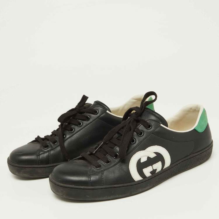 Pre Owned Gucci Tri Color Leather Low Top Sneakers Size 41.5