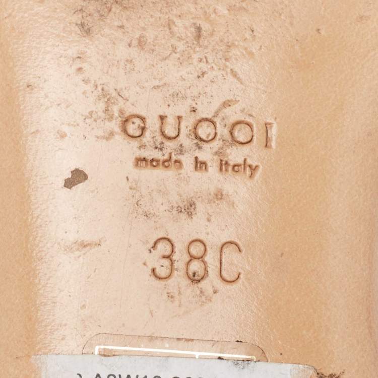 Pre Owned Gucci Cream Monogram Leather Cap Toe Ballet Flats Size 38
