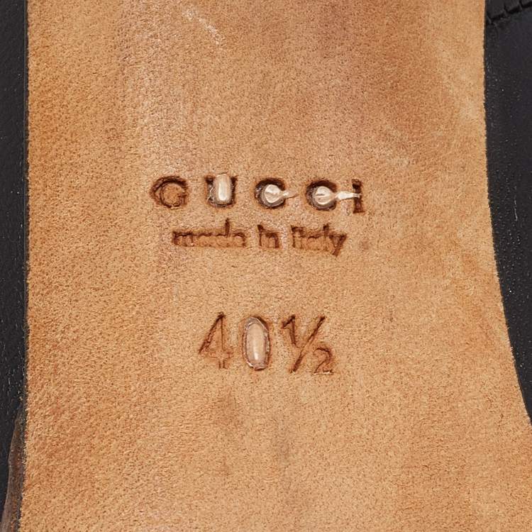 Pre Owned Gucci Black Leather Platform Pumps Size 40.5