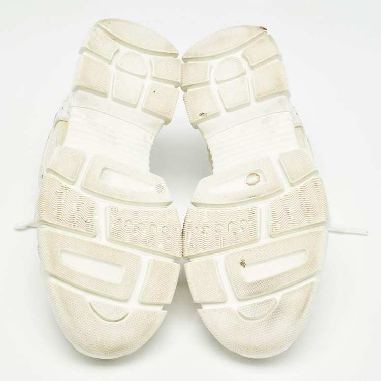 Pre Owned Gucci White Mesh and Leather Flashtrek Sneakers Size 41