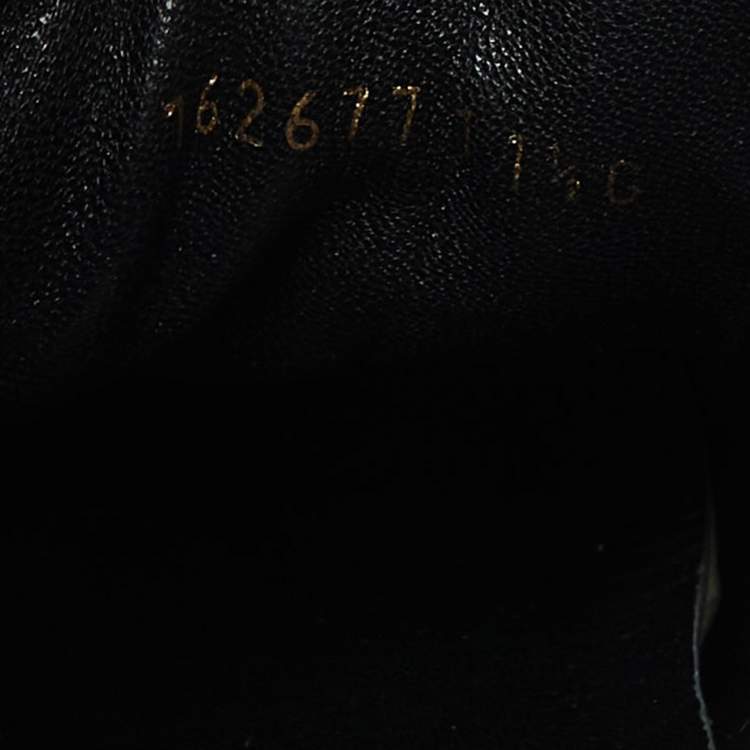 Pre Owned Gucci Gold/Black Leather and Suede Web Detail Low Top Sneakers Size 44.5