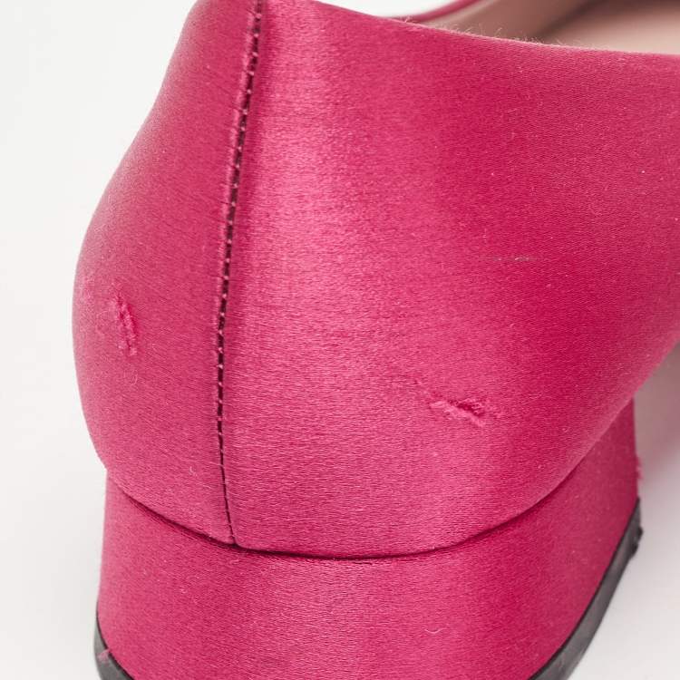 Pre Owned Gucci Pink Satin Crystal Embellished Interlocking G Pumps Size 36