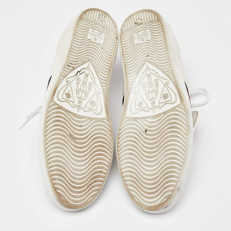 Pre Owned Gucci White Leather Ace Blind For Love Patch Low Top Sneakers Size 41
