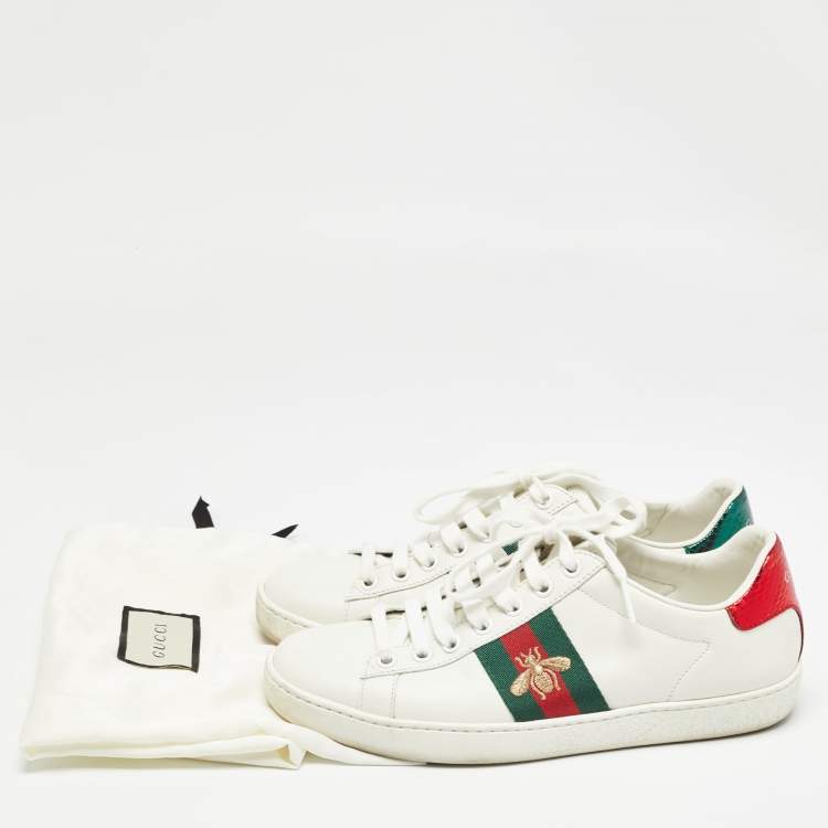 Pre Owned Gucci White Leather Web Ace Sneakers Size 36