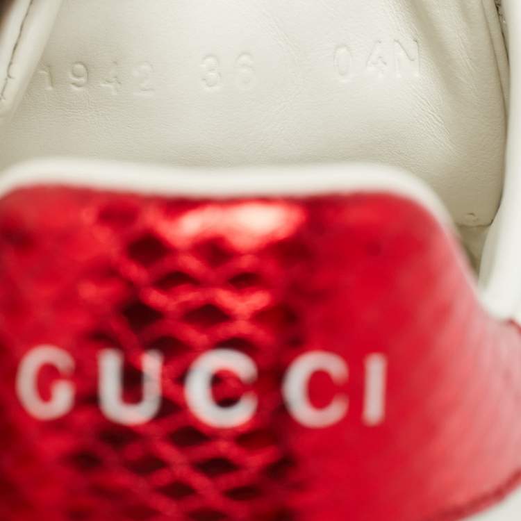 Pre Owned Gucci White Leather Web Ace Sneakers Size 36