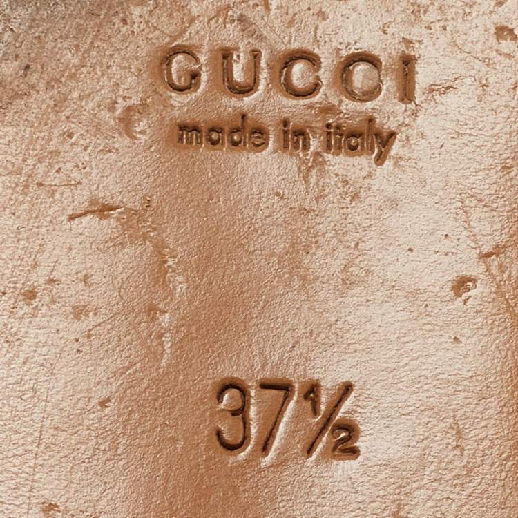 Pre Owned Gucci Red Leather Princetown Flat Mules Size 37.5 