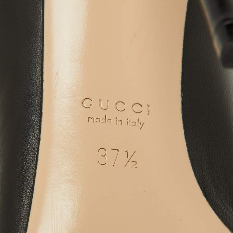 مملوكة مسبقًا Gucci Black Scalloped Leather Pearl Embellished Pumps Size 37.5