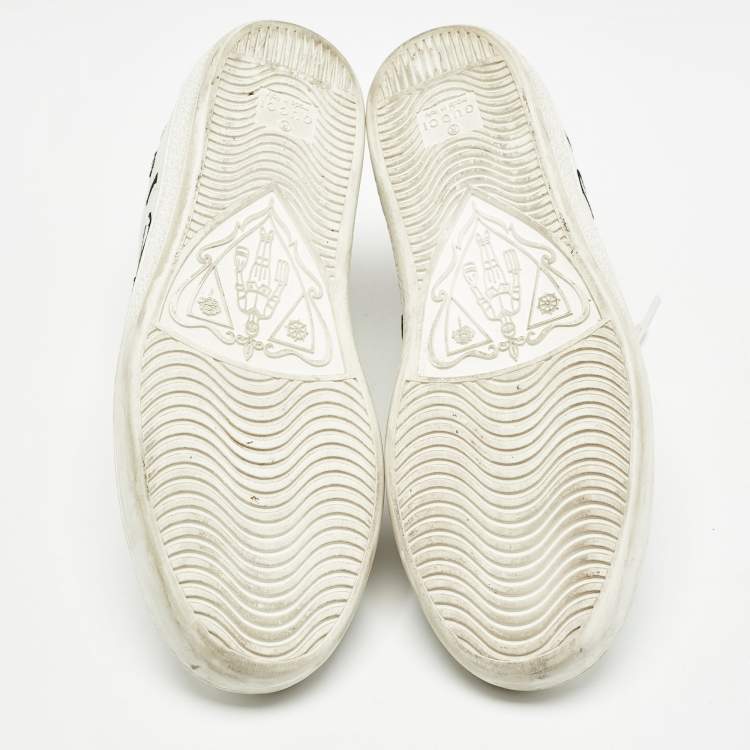 Pre Owned Gucci White Leather Web  Ace Low Top Sneakers Size 37