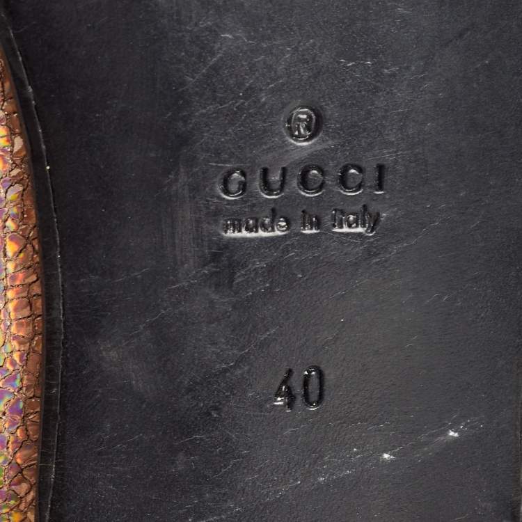 Pre Owned Gucci Metallic Pink Textured Suede Horsebit Loafers Size 40 