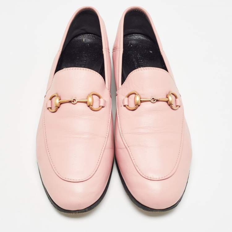 Pre Owned Gucci Pink Leather Jordaan Loafers Size 37