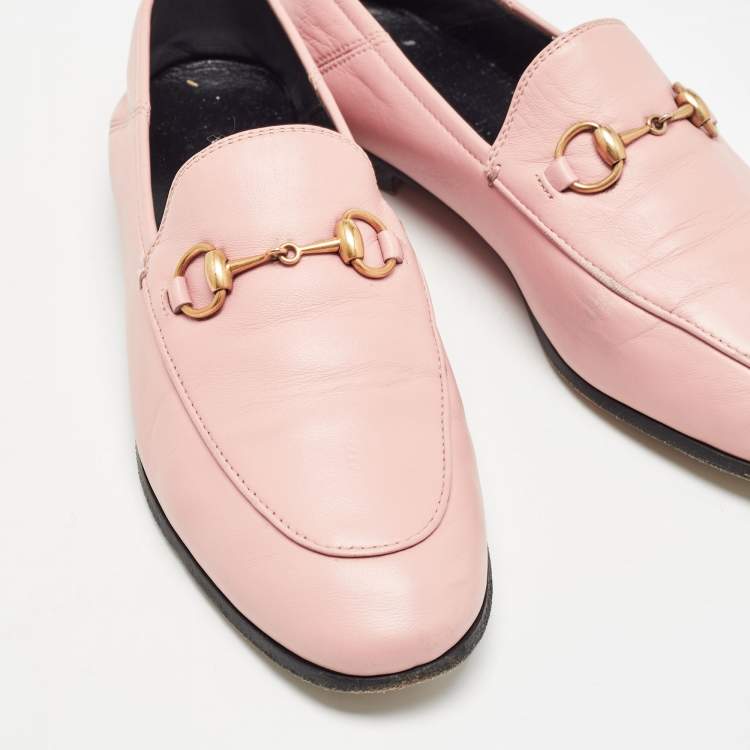 Pre Owned Gucci Pink Leather Jordaan Loafers Size 37