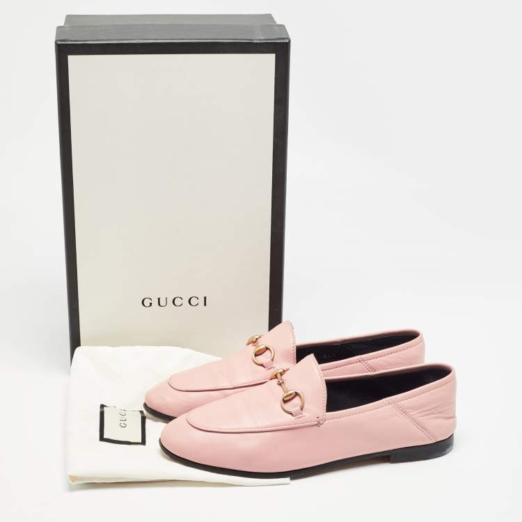 Pre Owned Gucci Pink Leather Jordaan Loafers Size 37