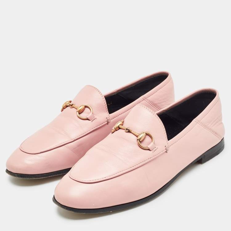 Pre Owned Gucci Pink Leather Jordaan Loafers Size 37