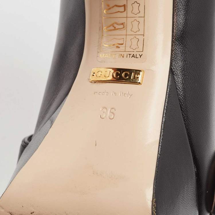 Pre Owned Gucci Black Leather GG Marmont Fringed Platform Pumps Size 36