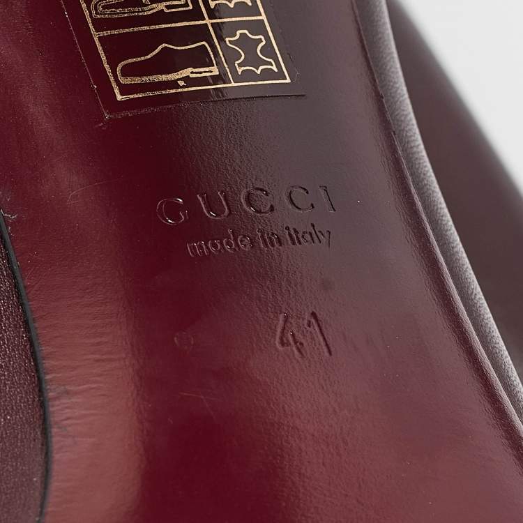 Pre Owned Gucci Burgundy Leather Knee Length Boots Size 41