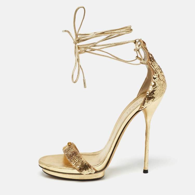 Gold fashion wrap sandals