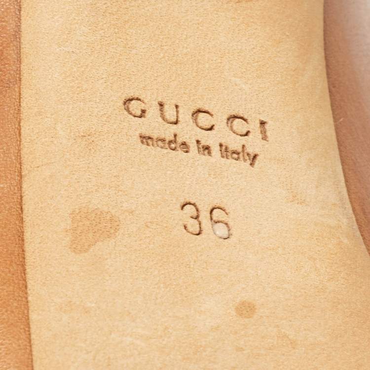 Pre Owned Gucci Brown Leather Whipstitch Detail Platform Pumps Size 36
