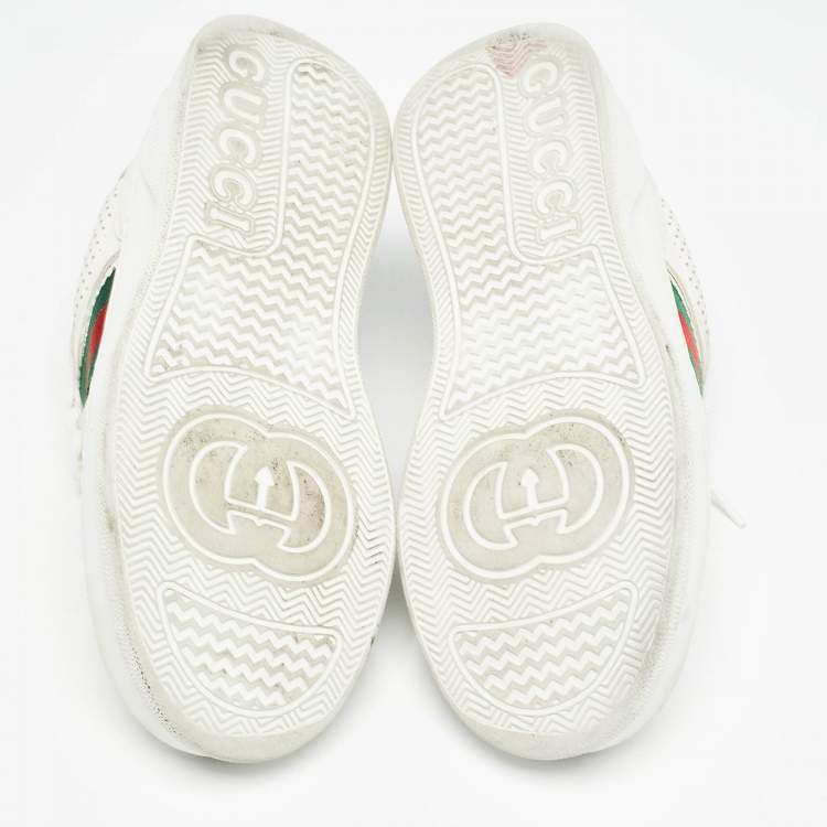 مملوك�ة مسبقًا Gucci White Perforated Leather GG Chunky B Sneakers Size 37