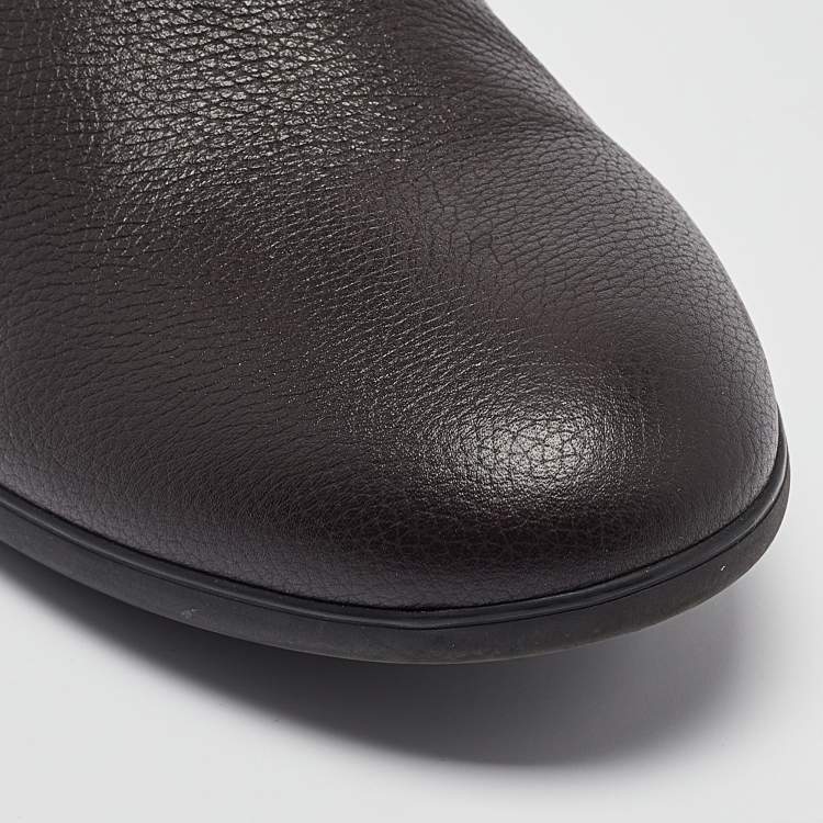 Pre Owned Gucci Brown Leather Knee Length Boots Size 40