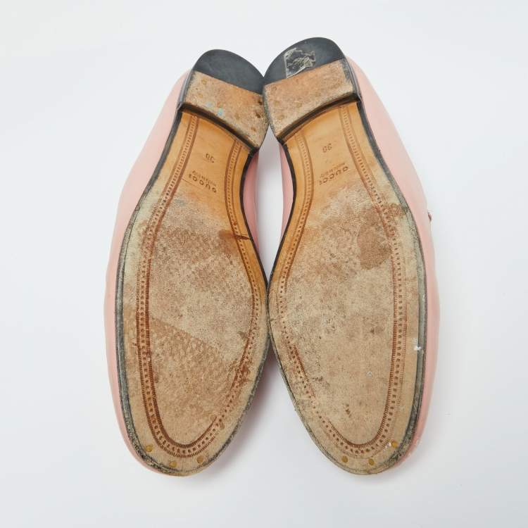 Pre Owned Gucci Pink Leather Jordaan Loafers Size 36