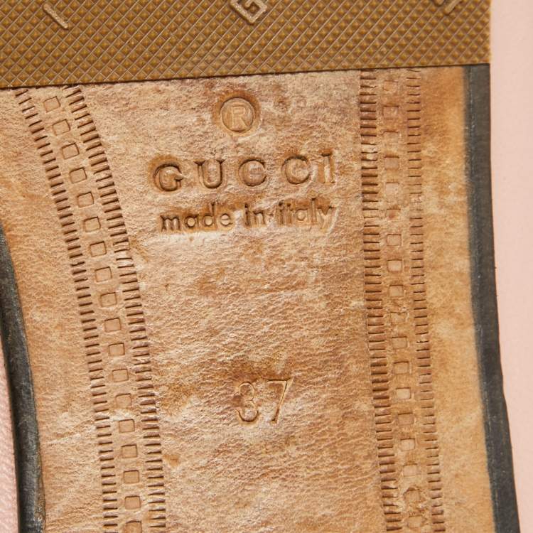Pre Owned Gucci Pink Leather Jordaan Horsebit Slip On Loafers Size 37