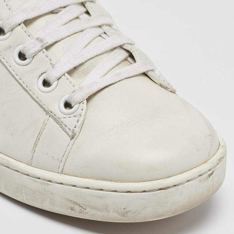 Pre Owned Gucci White Leather Ace Low Top Sneakers 37