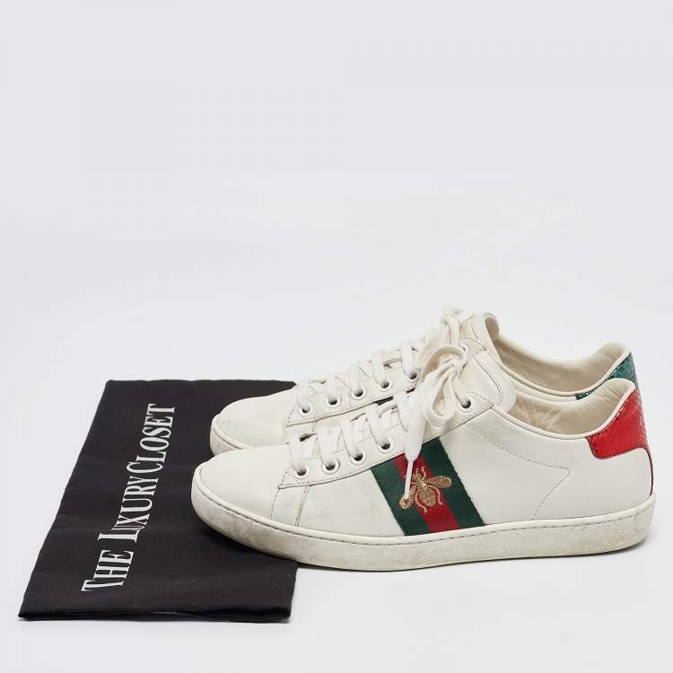 Pre Owned Gucci White Leather Ace Low Top Sneakers 37