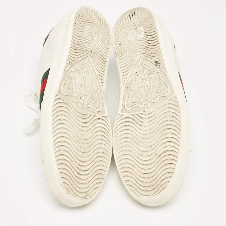 مملوكة مسبقًا Gucci White Leather Ace Low Top Sneakers Size 35.5
