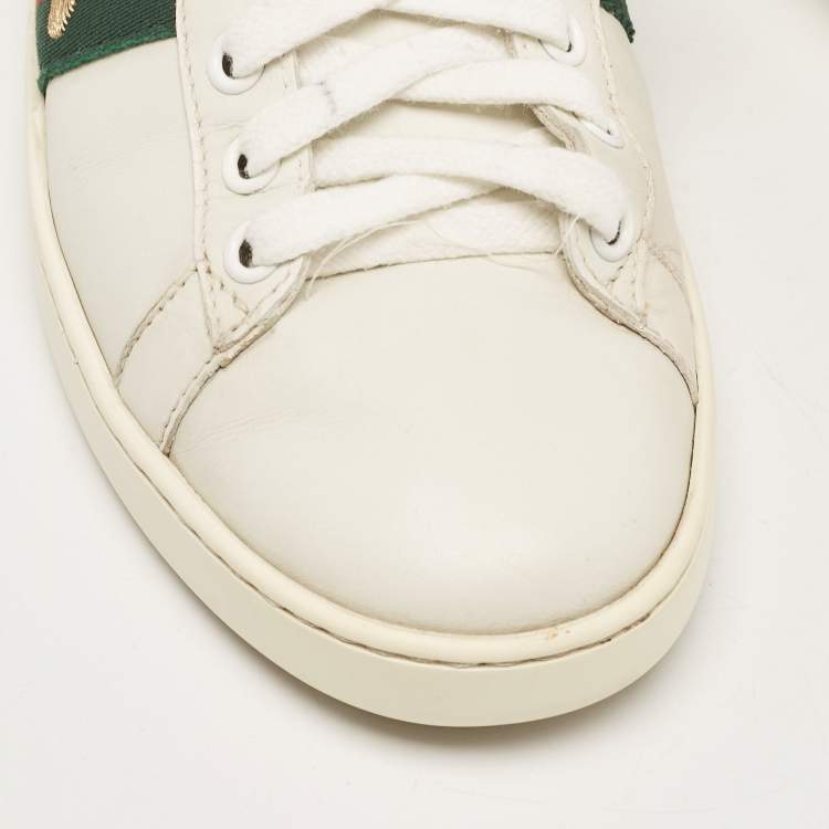 مملوكة مسبقًا Gucci White Leather Ace Low Top Sneakers Size 35.5