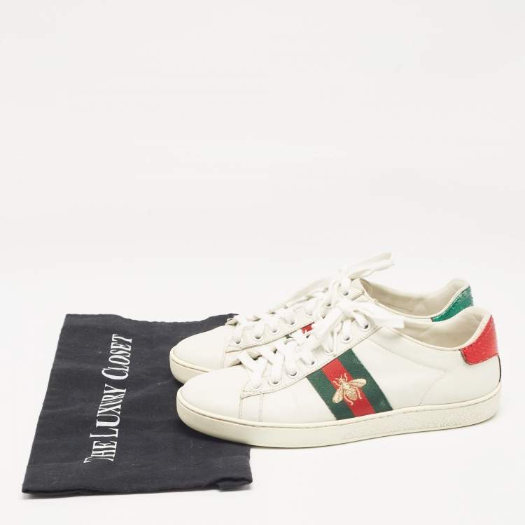 مملوكة مسبقًا Gucci White Leather Ace Low Top Sneakers Size 35.5