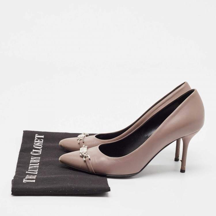 Pre Owned Gucci Purple Leather Molaita Pumps Size 37