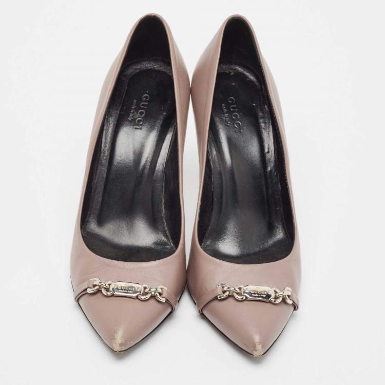 Pre Owned Gucci Purple Leather Molaita Pumps Size 37