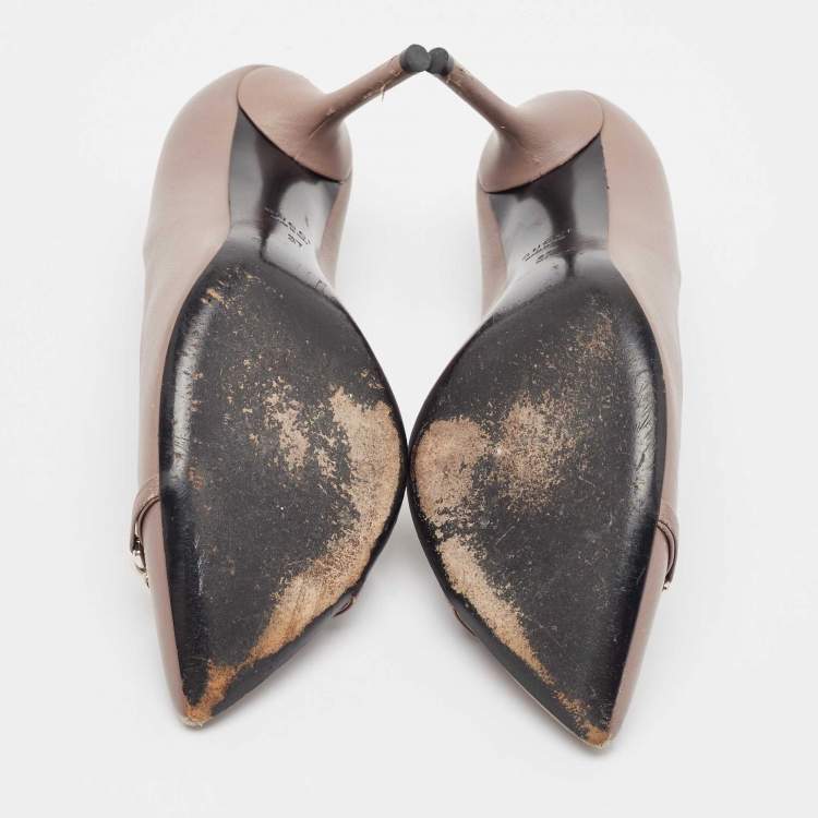 Pre Owned Gucci Purple Leather Molaita Pumps Size 37