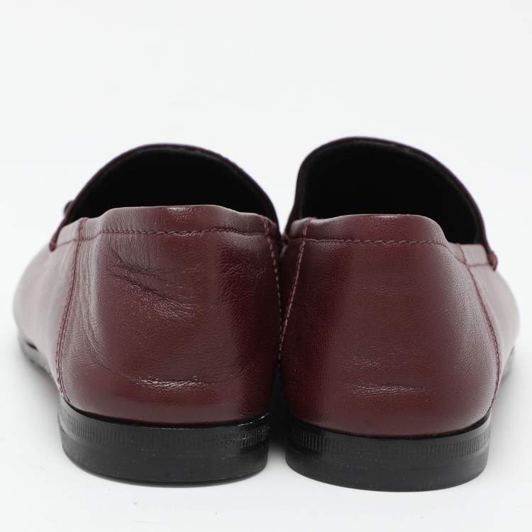 Pre Owned Gucci Burgundy Leather Jordaan Horsebit Loafers Size 35