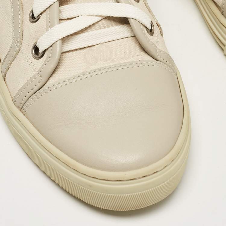 Pre Owned Gucci Grey GG Canvas and Leather High Top Sneakers Size 37