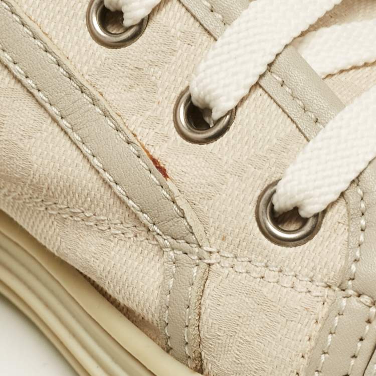 Pre Owned Gucci Grey GG Canvas and Leather High Top Sneakers Size 37