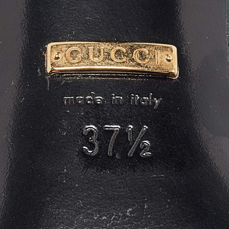 Pre Owned Gucci Green Leather Pointed Toe Pumps Size 37.5