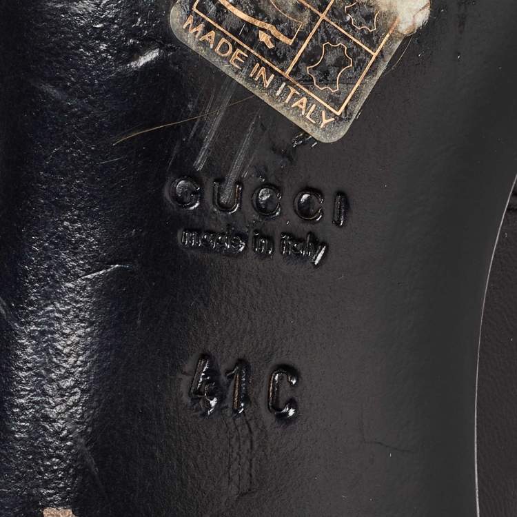 Pre Owned Gucci Black Leather and Elastic Horsebit Ankle Boots Size 41