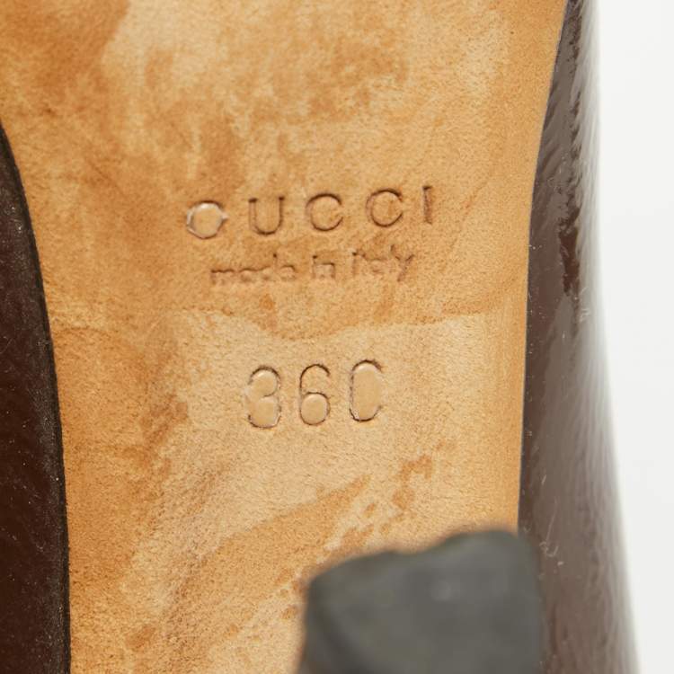 Pre Owned Gucci Brown Patent Leather Hysteria Pumps Size 36