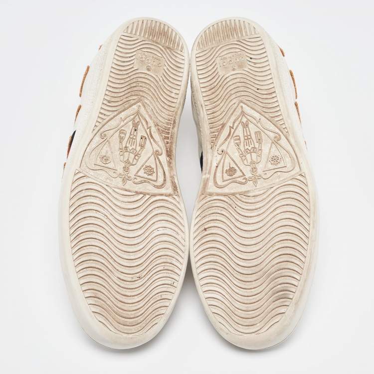Pre Owned Gucci White Leather Web Ace Lace Up Sneakers Size 38
