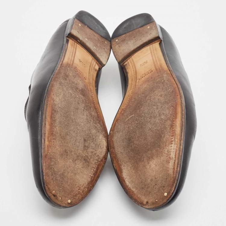 Pre Owned Gucci Black Leather Jordaan Loafers Size 38.5
