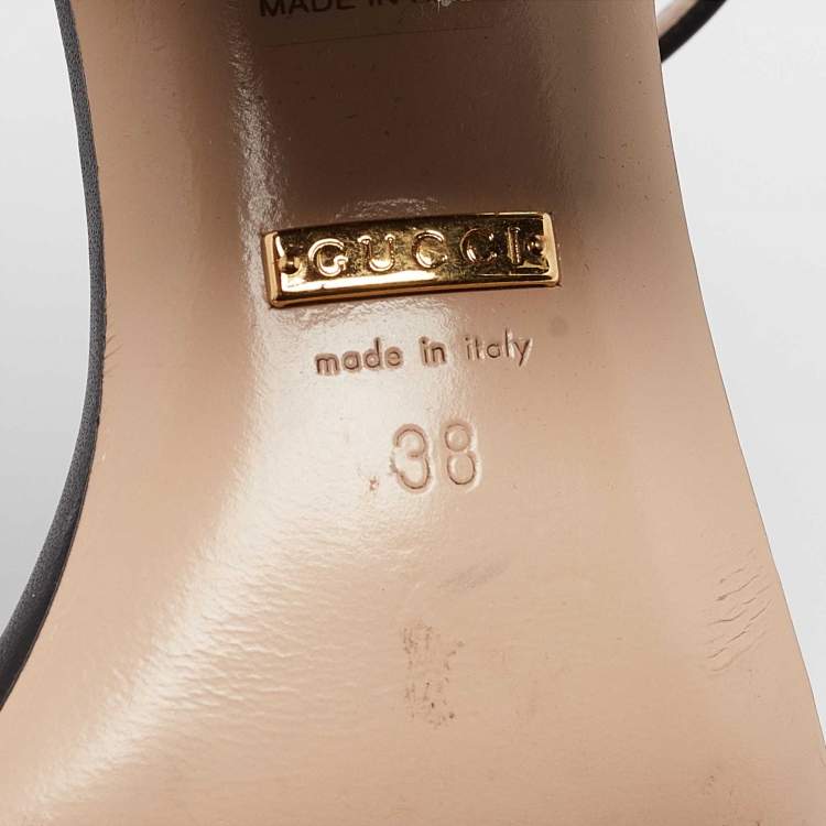 Pre Owned Gucci Black Leather GG Marmont Ankle Strap Sandals Size 38