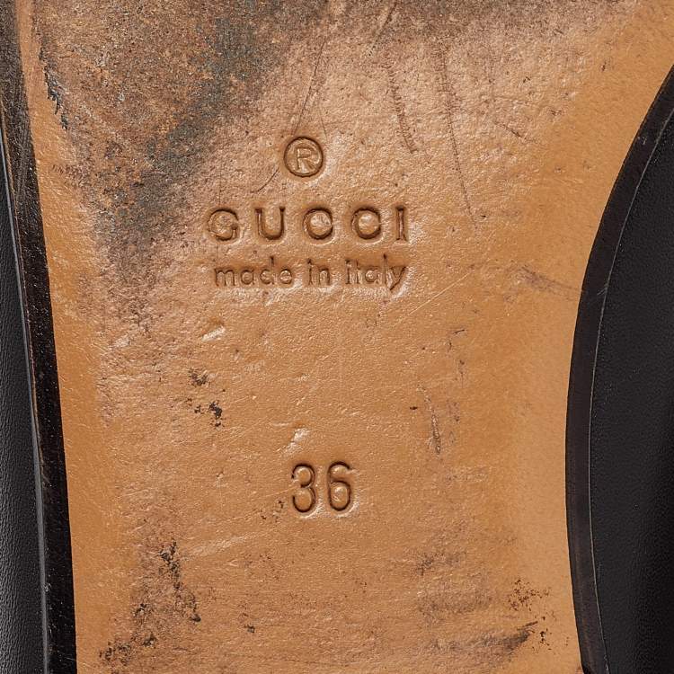 Pre Owned Gucci Black Leather Princetown Flat Mules Size 36