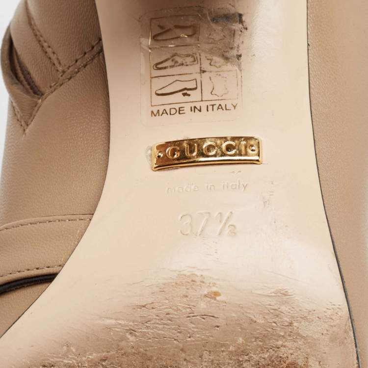 Pre Owned Gucci Brown Leather GG Marmont Fringe Ankle Boots Size 37.5