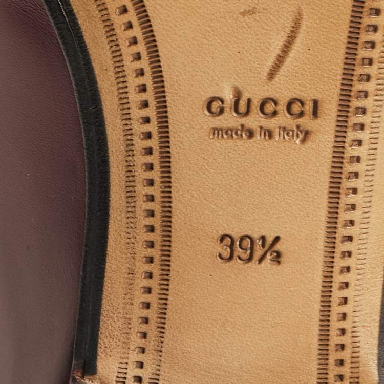 Pre Owned Gucci Burgundy Leather Jordaan Loafers Size 39.5