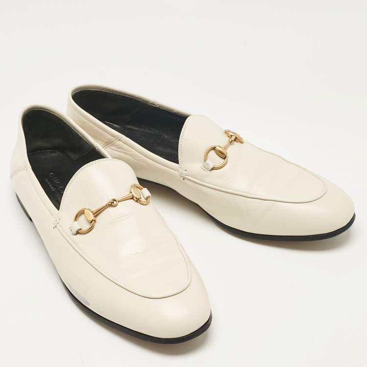 مملوكة مسبقًا Gucci Off White Leather Jordaan Loafers Size 39