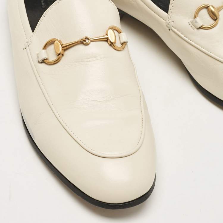 مملوكة مسبقًا Gucci Off White Leather Jordaan Loafers Size 39